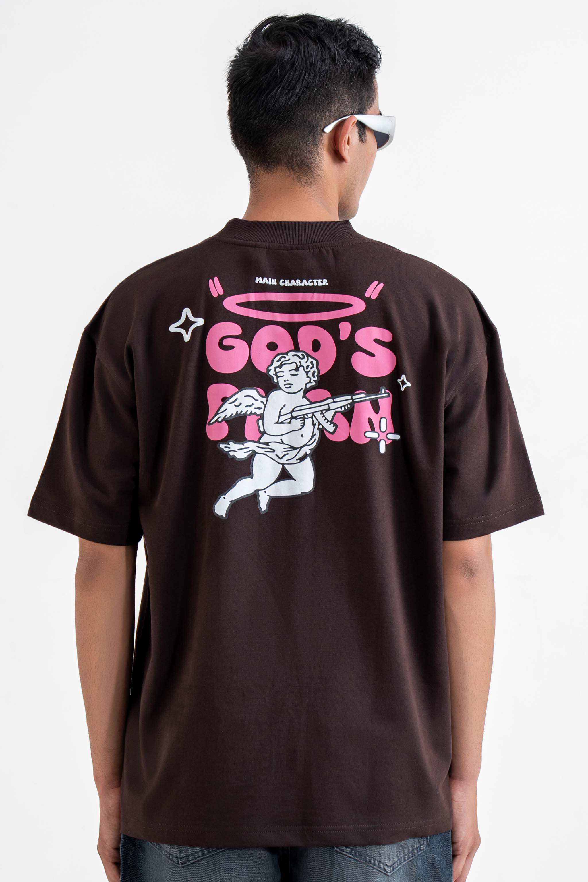 Buy God`s Plan Brown Oversized T-Shirt Online at Main Character India