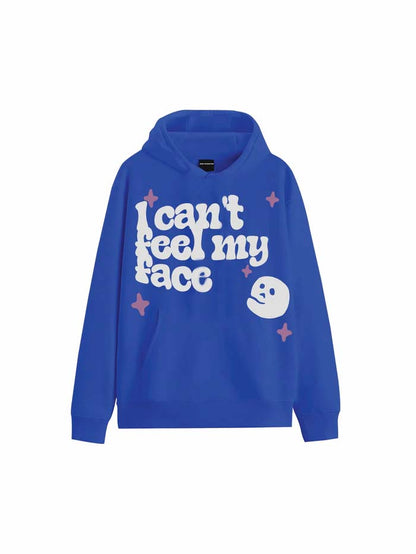 Buy Can't Feel My Face Blue Oversized Hoodie Online at Main Character India