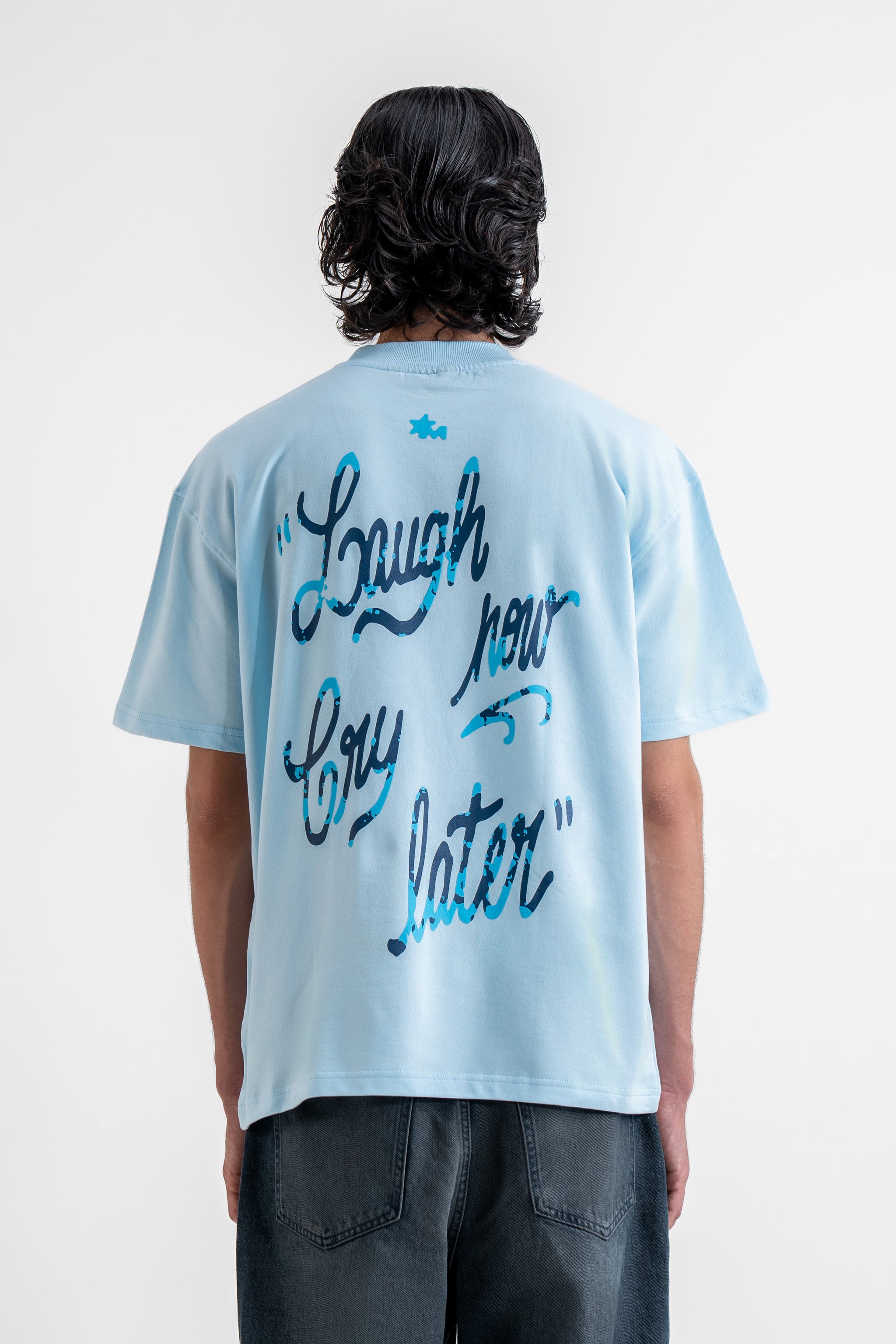 Laugh Now Blue Oversized T-Shirt