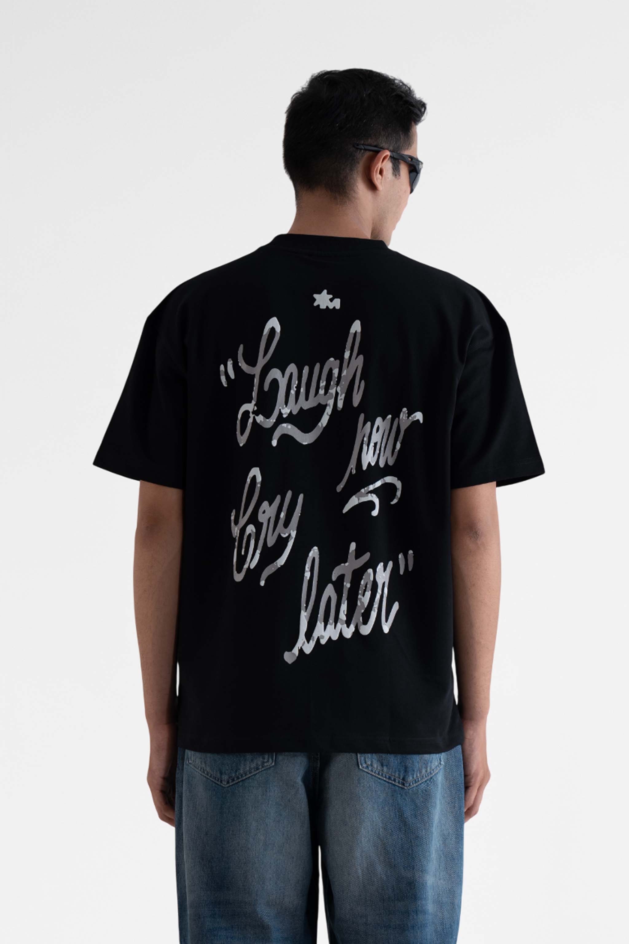 Laugh Now Black Oversized T-Shirt