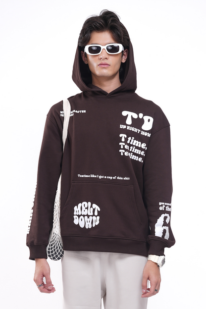 Melt Down Brown Oversized Hoodie